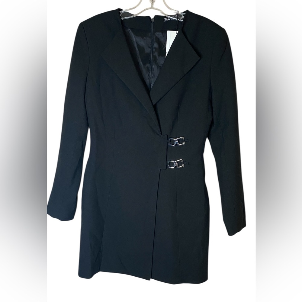 Zara Elegant Black Blazer with Metallic Accents